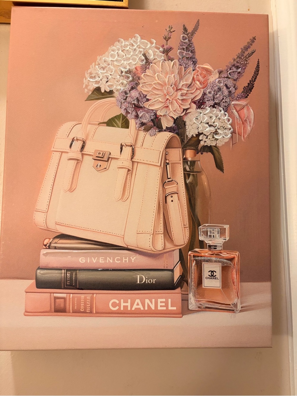 Canvas featuring Blush Pink Leather Satchel with Top Handles and Strap